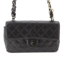 Chanel　6番台 マトラッセ ラムスキン シングル プラチェーンショルダーバッグ ブラック 203729