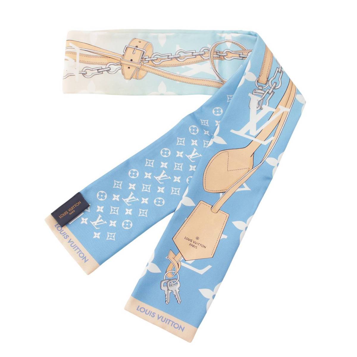 【ルイヴィトン】Louis Vuitton　モノグラム プール バンドー スカーフ ストール ショール M76779 ブルー 【中古】【鑑定済・正規品保証】203930のサムネイル