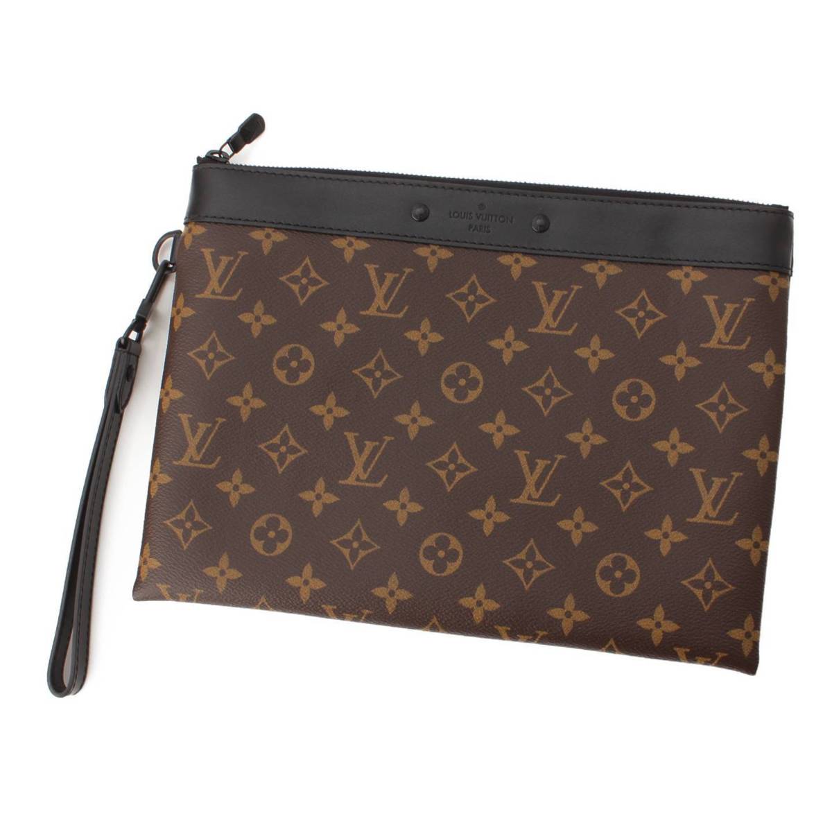 【ルイヴィトン】Louis Vuitton　モノグラムマカサー ポシェット トゥ ゴー クラッチ セカンドバッグ M82079 ブラウン 【中古】【鑑定済・正規品保証】204151