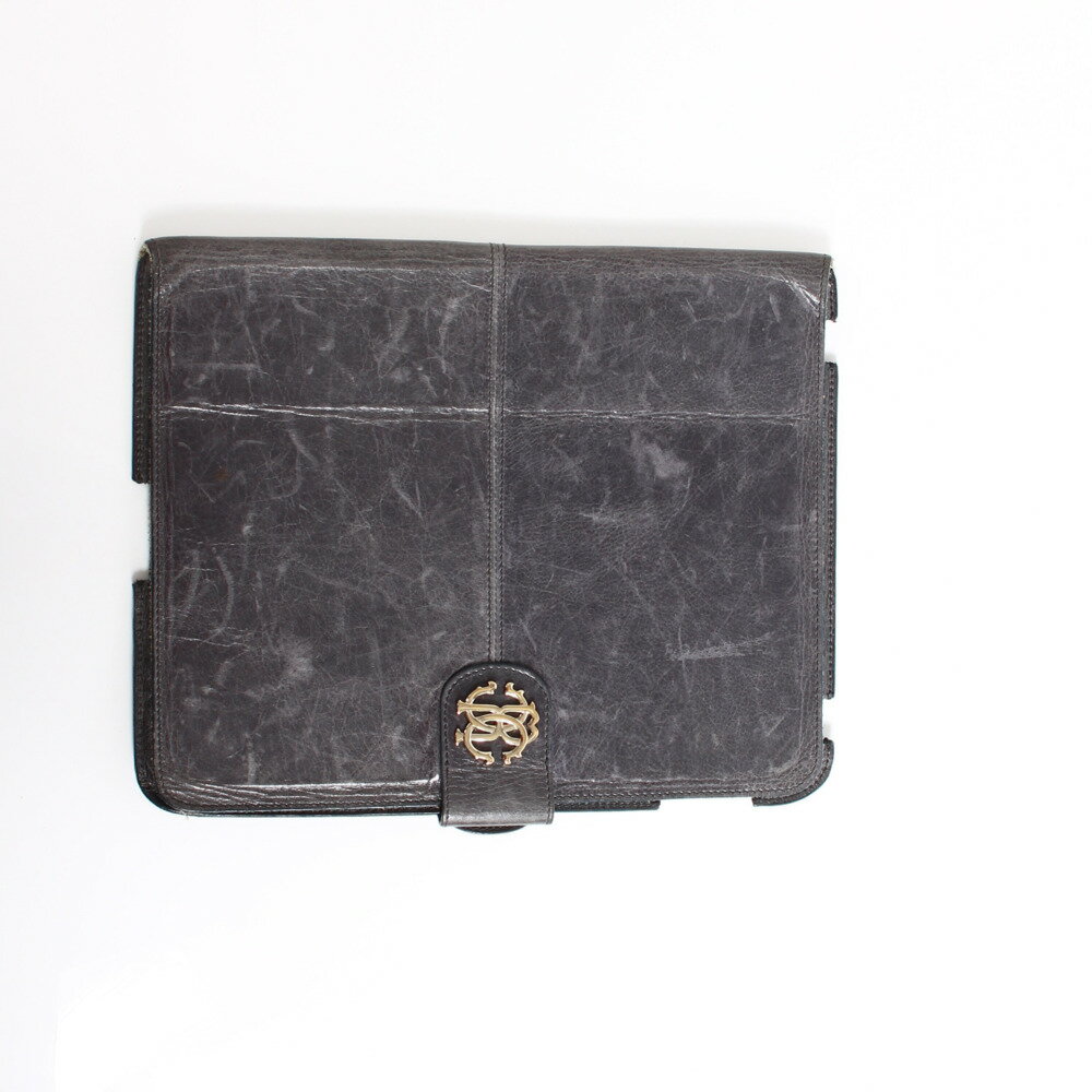 【ロベルト カバリ】Roberto Cavalli　ipad ケース　ダークグレー 【中古】【鑑定済・正規品保証】