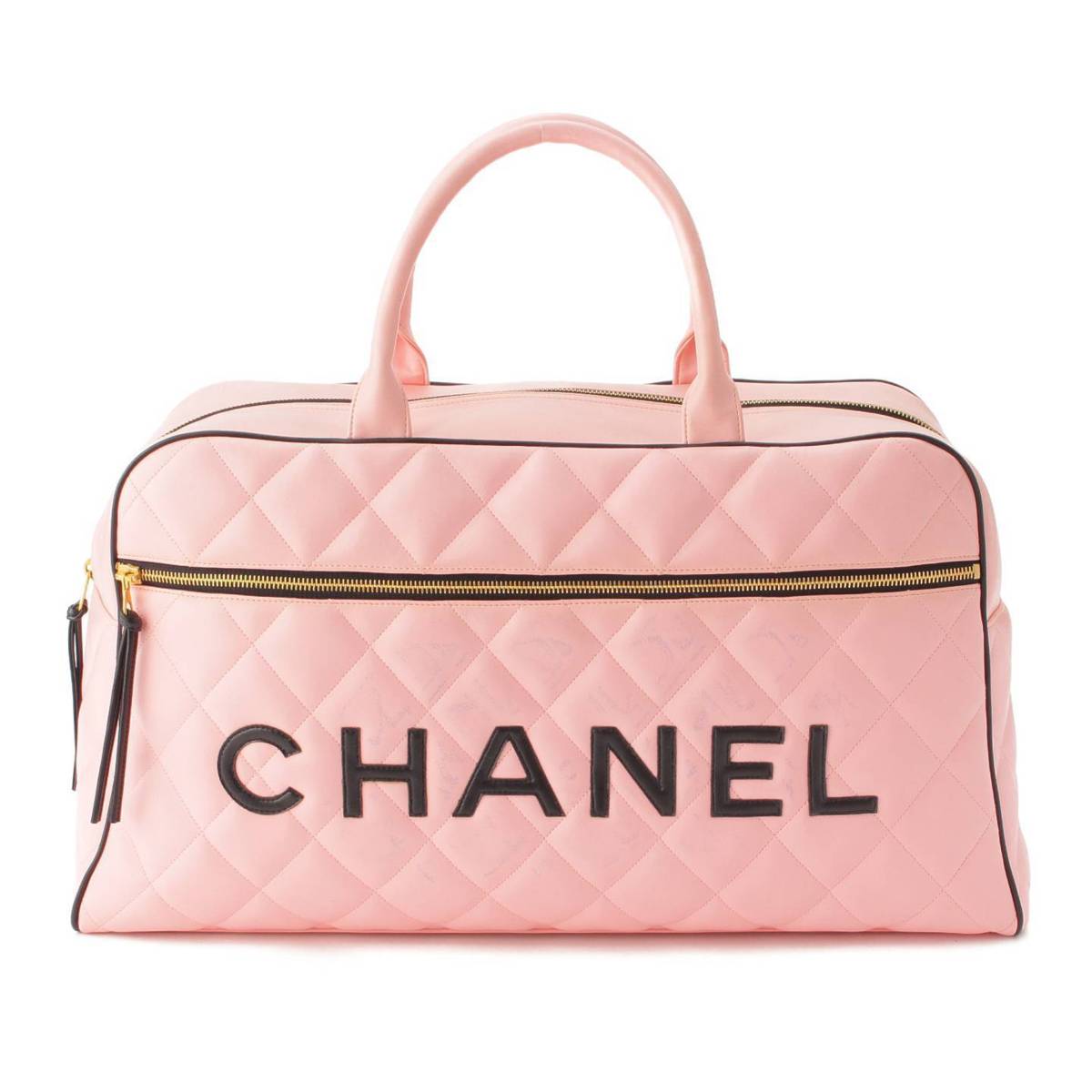 【シャネル】Chanel　マトラッセ カーフレザー ロゴ ボストンバッグ ハンドバック A05943 ピンク 【中古】【鑑定済・正規品保証】204845