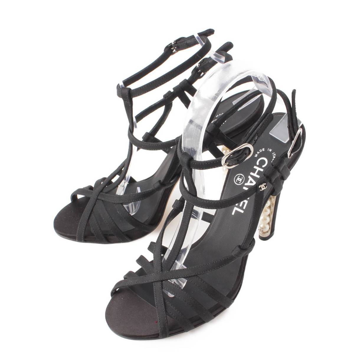 【シャネル】Chanel　14B ココマーク ストラップ パールヒール サンダル G30335 ブラック 39 未使用【中古】【鑑定済・正規品保証】204768のサムネイル