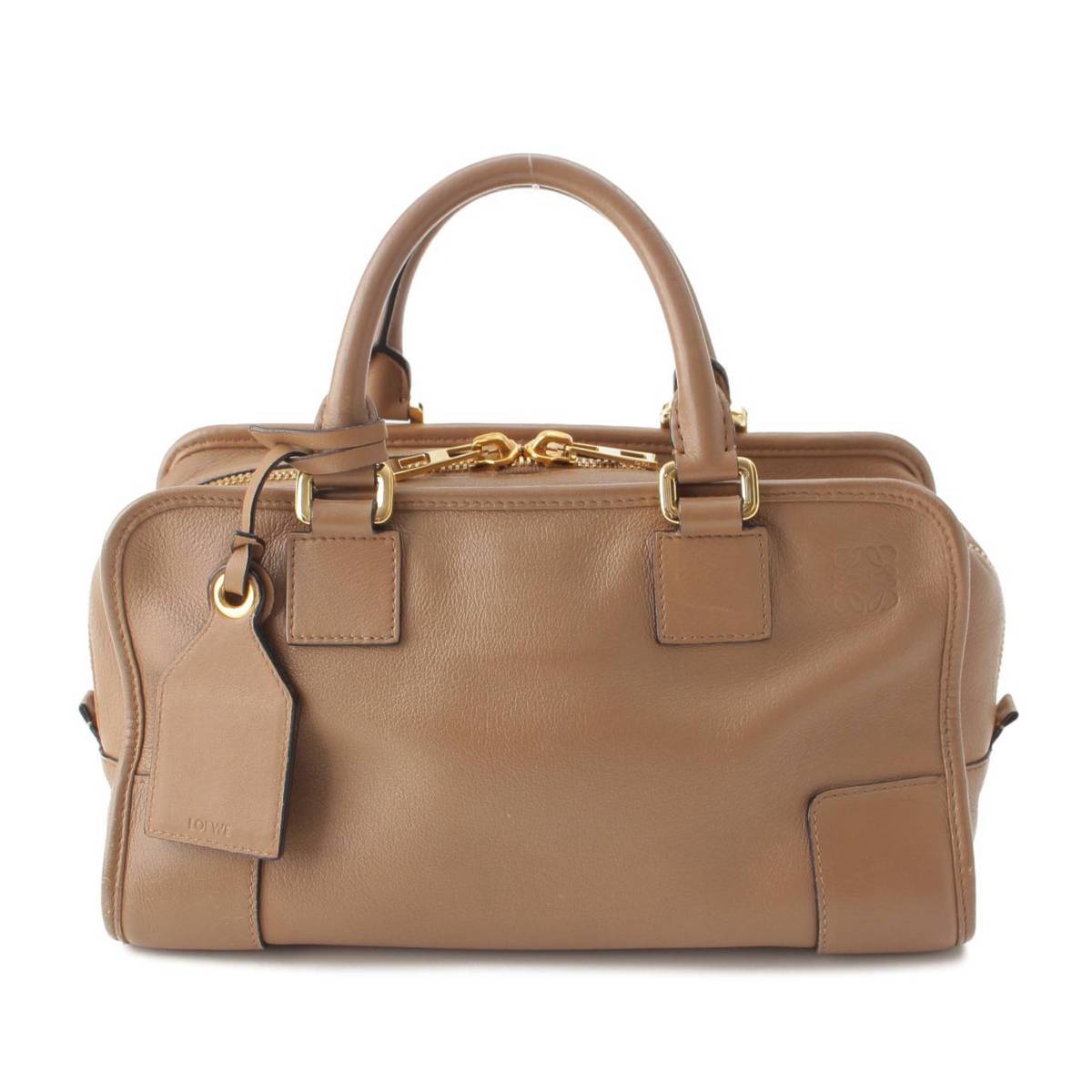 【ロエベ】Loewe　アマソナ28 アナグラム レザー ハンドバッグ ミニボストンバッグ ブラウン 【中古】【鑑定済・正規品保証】204902のサムネイル