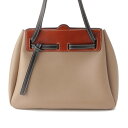 【ロエベ】Loewe　ラゾ レザー ツートンカラー ステッチ ロゴ ハンドバッグ ショルダーバッグ ベージュ 【中古】【鑑定済・正規品保証】205012