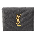 SAINT LAURENT　ロゴ グレインドプードルエンボス レザー コンパクトウォレット 財布 668290 ブラック 未使用204667