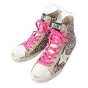 GOLDEN GOOSE　FRANCY グリッター×レザー ユーズド加工 ハイカットスニーカー ピンク 36 205219