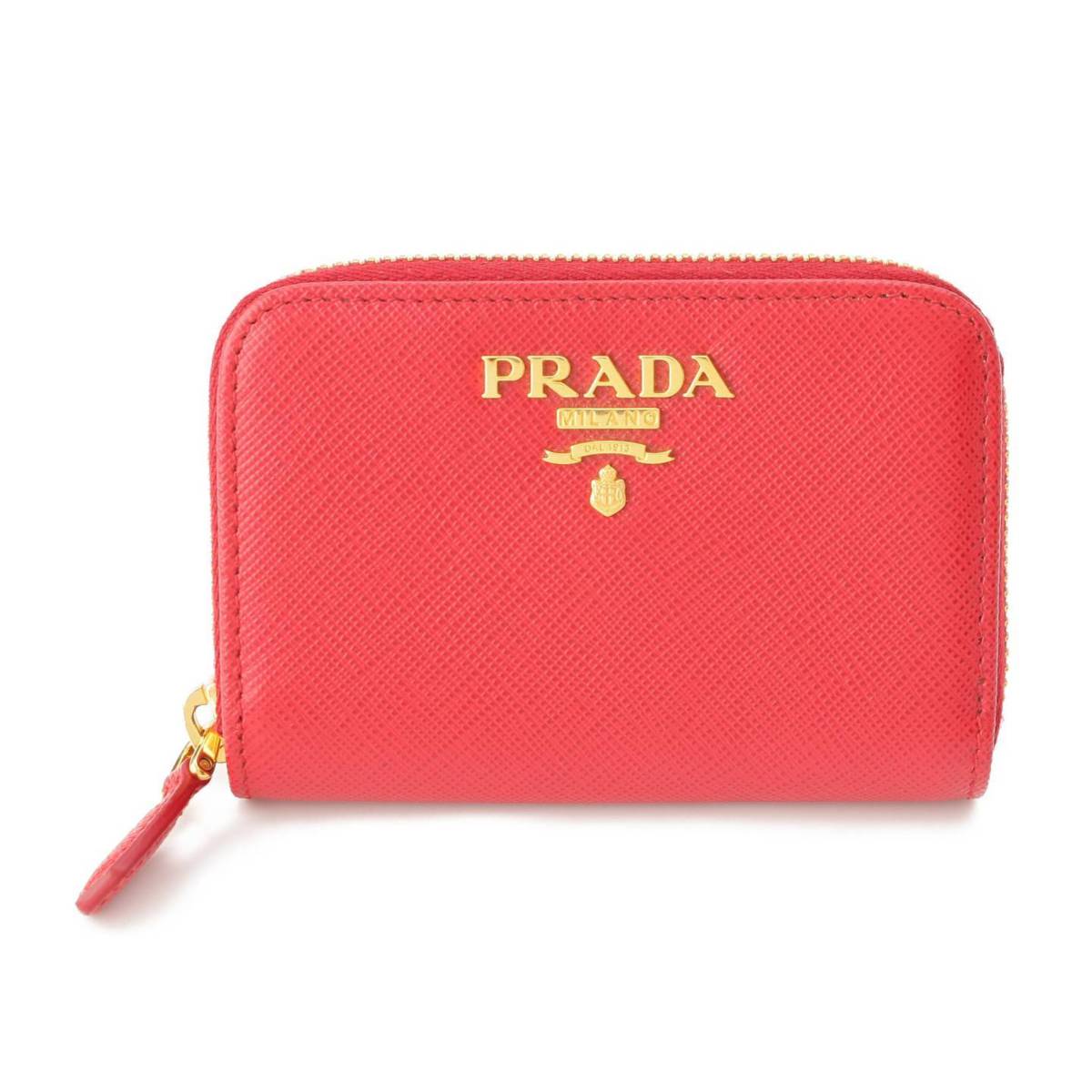 Prada　サフィアーノ ロゴ レザー カードケース パスケース 名刺入れ 1ML040 レッド 未使用204999