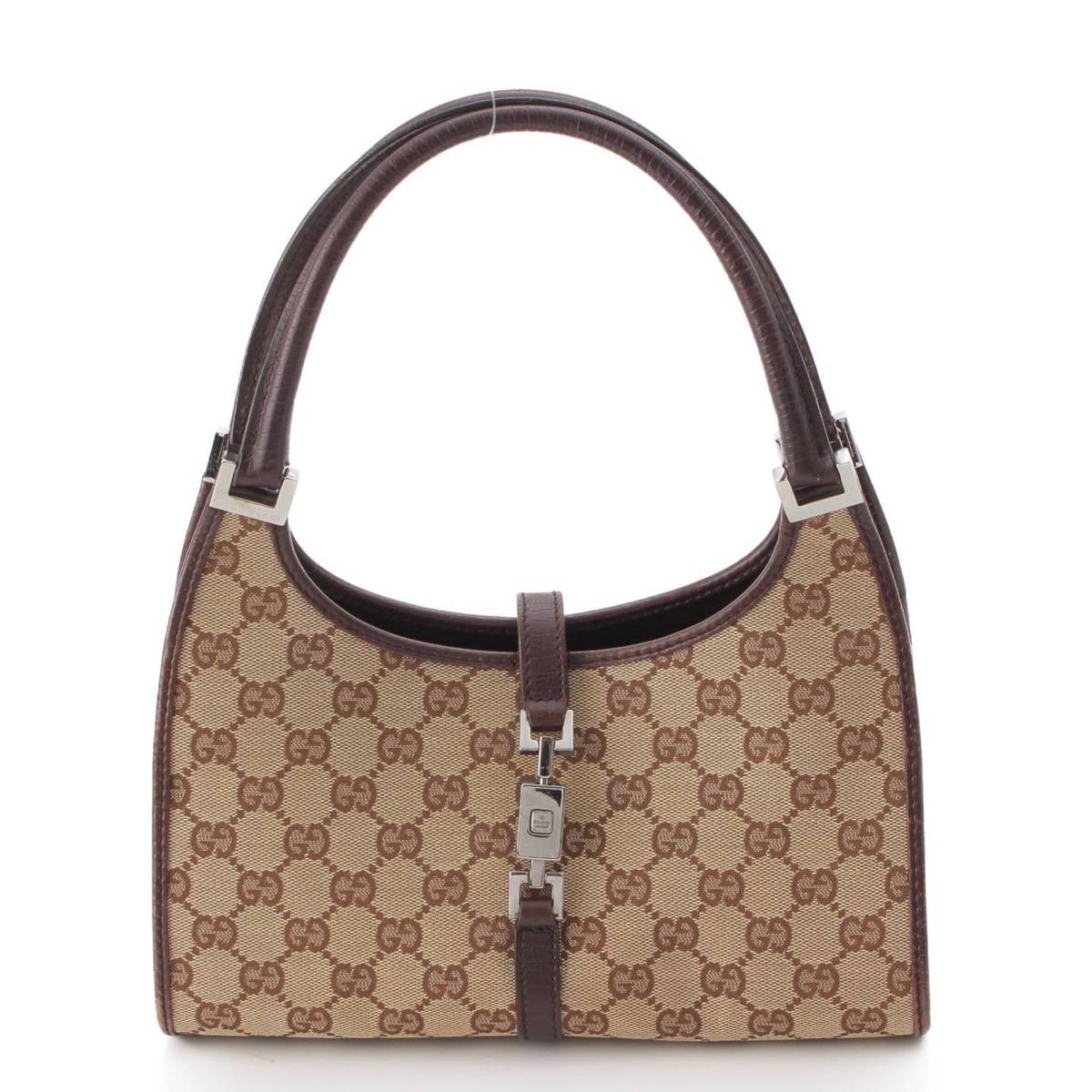 【グッチ】Gucci　GGキャンバス ジャッキー レザー ハンドバッグ 01721 ベージュ ブラウン 【中古】【鑑定済・正規品保証】205499のサムネイル