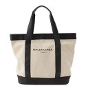 【バレンシアガ】Balenciaga　ロゴ ネイビートートキャンバス トートバッグ 374767 ベージュ×ブラック 【中古】【鑑定済・正規品保証】206144