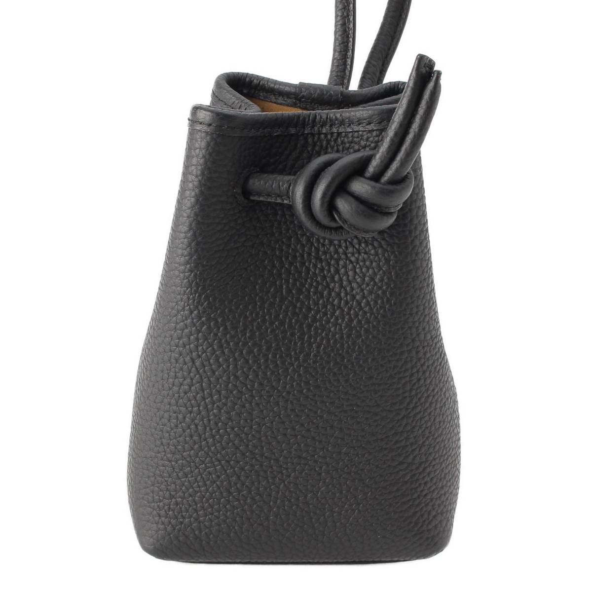 【ヴァジック】VASIC　ボンドナノ レザー 巾着 ドローストリング ショルダーバッグ ハンドバッグ ブラック 【中古】【鑑定済・正規品保証】210708のサムネイル