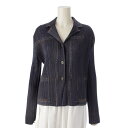【プリーツプリーズ イッセイミヤケ】PLEATS PLEASE ISSEY プリーツ デニム風 ジャケット シャツ トップス PP23JD922 ブルー 4 【中古】【鑑定済・正規品保証】212209(4)