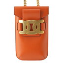 【トッズ】Tods ケイト チェーン スマホホルダー レザー XAWAOYOY300ROR ゴールド金具 オレンジ 【中古】【鑑定済・正規品保証】215280