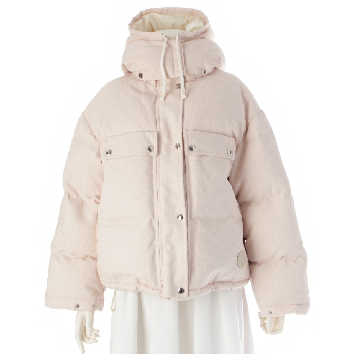 乐天商城 - グッチ GUCCI 24AW コットン GG総柄 フード ダウンジャケット アウター 774871 ピンク 36【中古】【正規品保証】