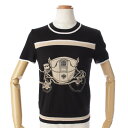 エルメス HERMES 23SS エクスリブリス ツイルレーヌ カシミヤ シルク ショートスリーブ ニット セーター トップス H3E2800D70234 ブラック 34【中古】【正規品保証】