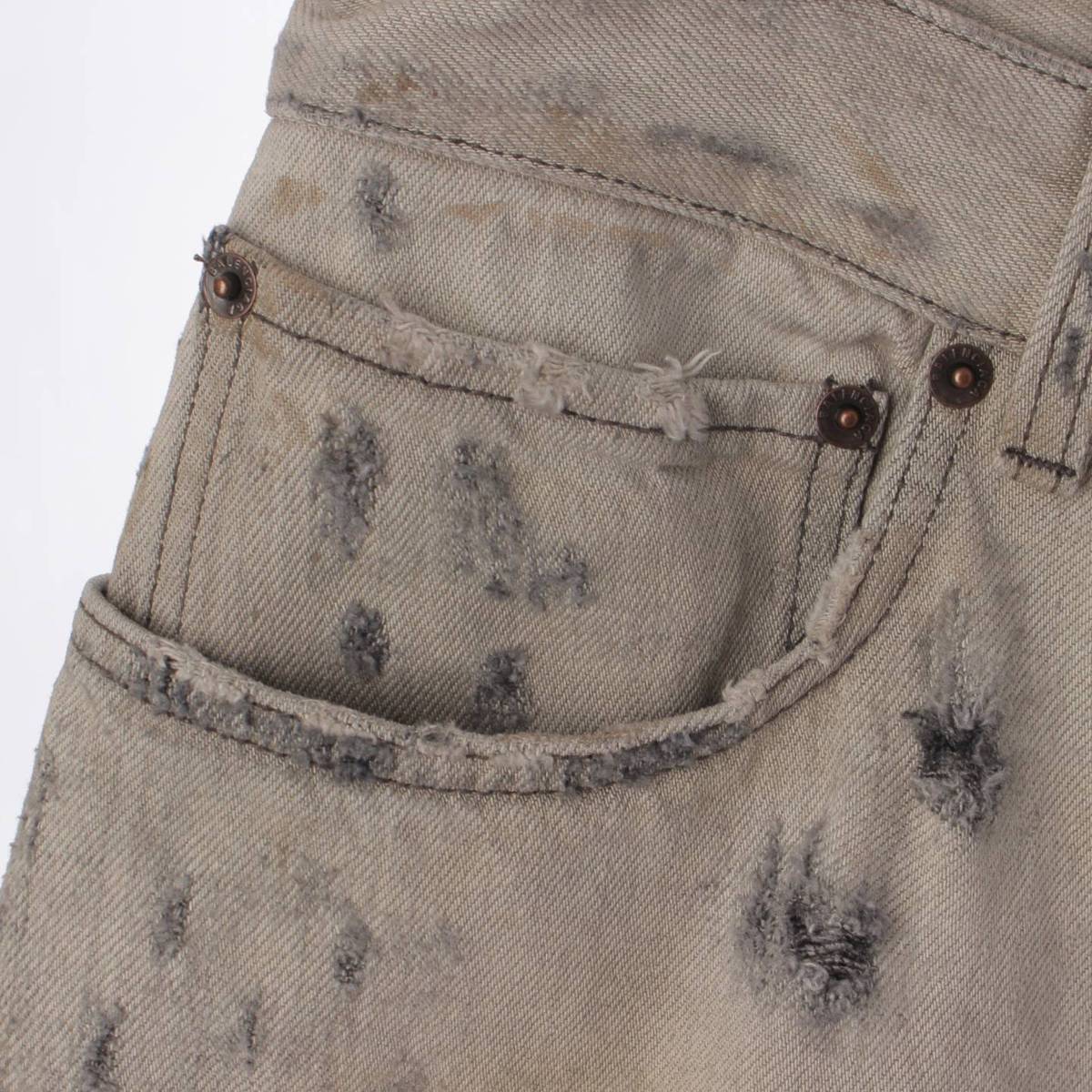 バレンシアガ BALENCIAGA 23SS SUPER DESTROYED BAGGY スーパーデストロイ加工 デニムパンツ 745248 グレー S【中古】【正規品保証】
