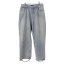 バレンシアガ BALENCIAGA 23年 BAGGY ダメージ バギー デニムパンツ ボトムス ジーンズ 745213 ブルー M【中古】【正規品保証】