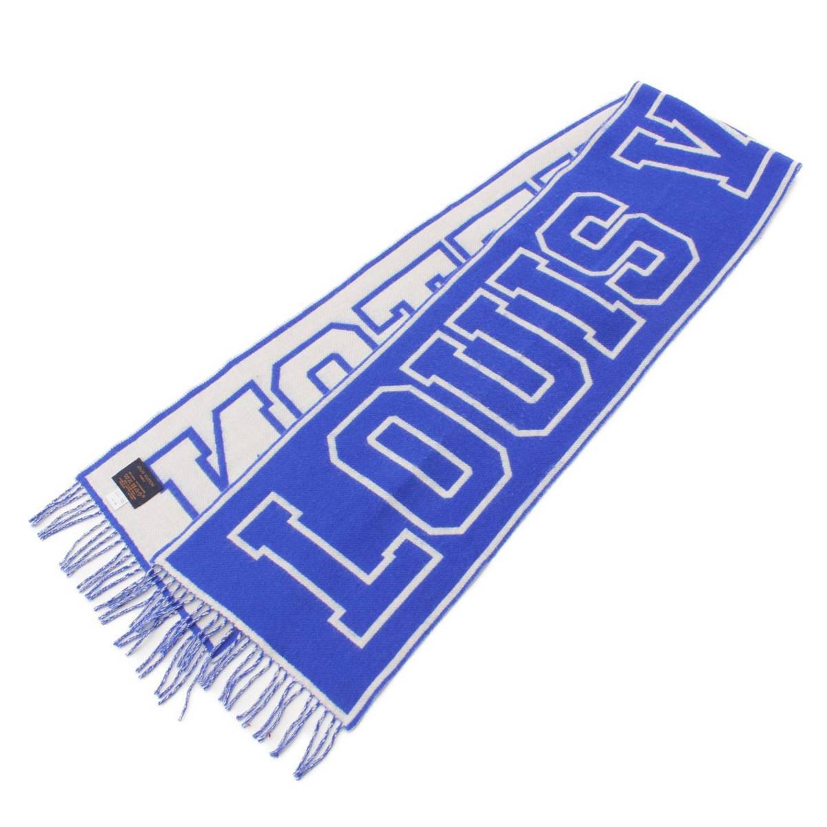 【ルイヴィトン】Louis Vuitton　エシャルプ・シティールイ カシミヤ混 ロゴ マフラー ストール M71318 ブルー 【中古】【鑑定済・正規品保証】208090