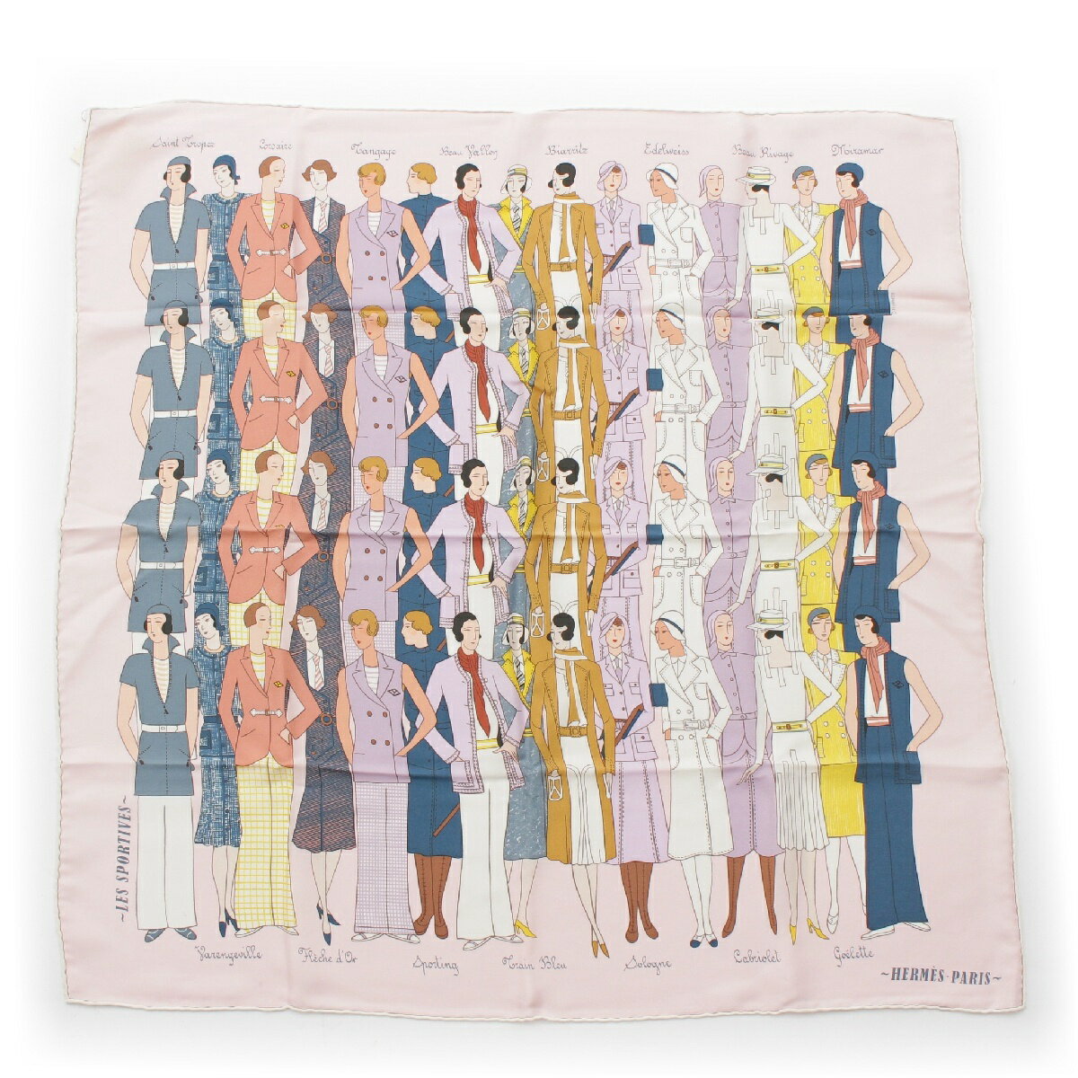 エルメス HERMES カレ70 シルク LES SPORTI VES スポーツルック スカーフ ピンク系マルチカラー【中古】【正規品保証】のサムネイル