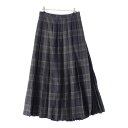 クリスチャンディオール Christian Dior 23年 モヘア ウール グラデーション チェック プリーツ ロング スカート 351J34A1549 ネイ...