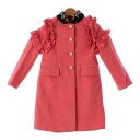 グッチ GUCCI ウール インターロッキングG フェイクパール フリル 刺繍 コート 472246 ピンク 6【中古】【正規品保証】