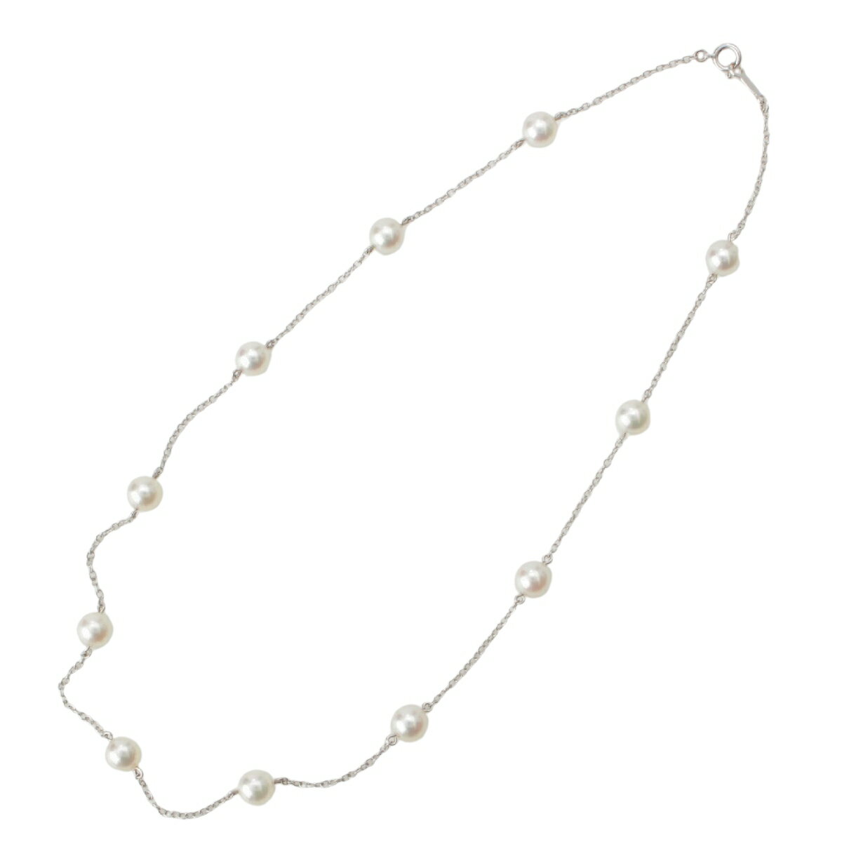 ミキモト MIKIMOTO ステーション 11P パール 真珠 チェーン ネックレス ペンダント ジュエリー 6mm K18 750WG ホワイトゴールド 5.6g【中古】【正規品保証】のサムネイル