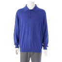 ロエベ LOEWE ウール アナグラム 刺繍ロゴ 長袖 ニット ポロシャツ トップス H3179040CO ブルー L【中古】【正規品保証】