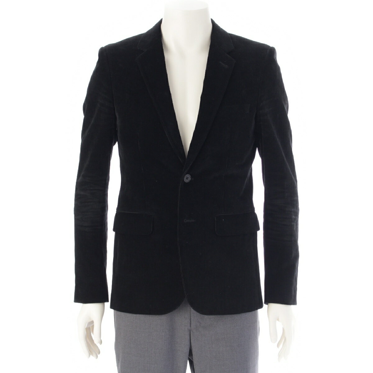 サンローラン SAINT LAURENT 15AW エディスリマン期 コットン コーデュロイ 2B シングル テーラードジャケット 391786 ブラック 46【中古】【正規品保証】