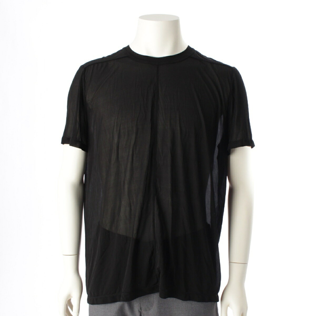 Rakuten - リックオウエンス Rick Owens 23SS LEVEL TEE キュプラ シースルー クルーネック 半袖Tシャツ カットソー トップス RU01C4265-BZ ブラック XL【中古】【正規品保証】