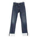 ロエベ LOEWE フィッシャーマン コットンデニム ロゴパッチ デニムパンツ ターンアップジーンズ ボトムス H526Y11W09 インディゴ 46【中古】【...
