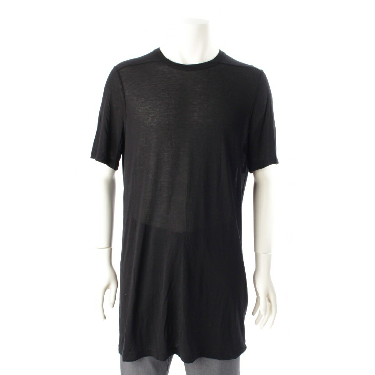 乐天商城 - リックオウエンス Rick Owens 21SS LEVEL ビスコース シースルー クルーネック 半袖Tシャツ カットソー トップス RU21S6264 ブラック XL【中古】【正規品保証】