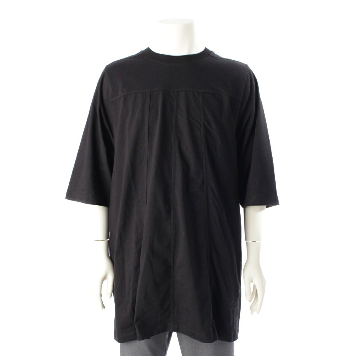 乐天商城 - リックオウエンス Rick Owens 22AW GRID CREWNECK コットン グリッド クルーネック オーバーサイズ 半袖Tシャツ カットソー トップス RU02B2244 ブラック XL【中古】【正規品保証】