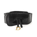 ディオール Dior レザー Dロゴチャーム サドル ベルト ブラック【中古】【正規品保証】(4)