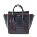 セリーヌ CELINE ラゲージ ナノショッパー レザー 2way ショルダー ハンドバッグ 180443AOY.070C ネイビー×レッド【中古】【正規品保証...
