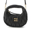 ミュウミュウ MIUMIU マテラッセ ワンダー ホーボー レザー ロゴ 2WAY ショルダー ハンドバッグ クロスボディ 5BC125 ブラック【中古】【正規...