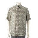 ディオール Dior 21SS シルク オブリーク総柄 半袖シャツ トップス 193C545A4751 グリーン 38【中古】【正規品保証】