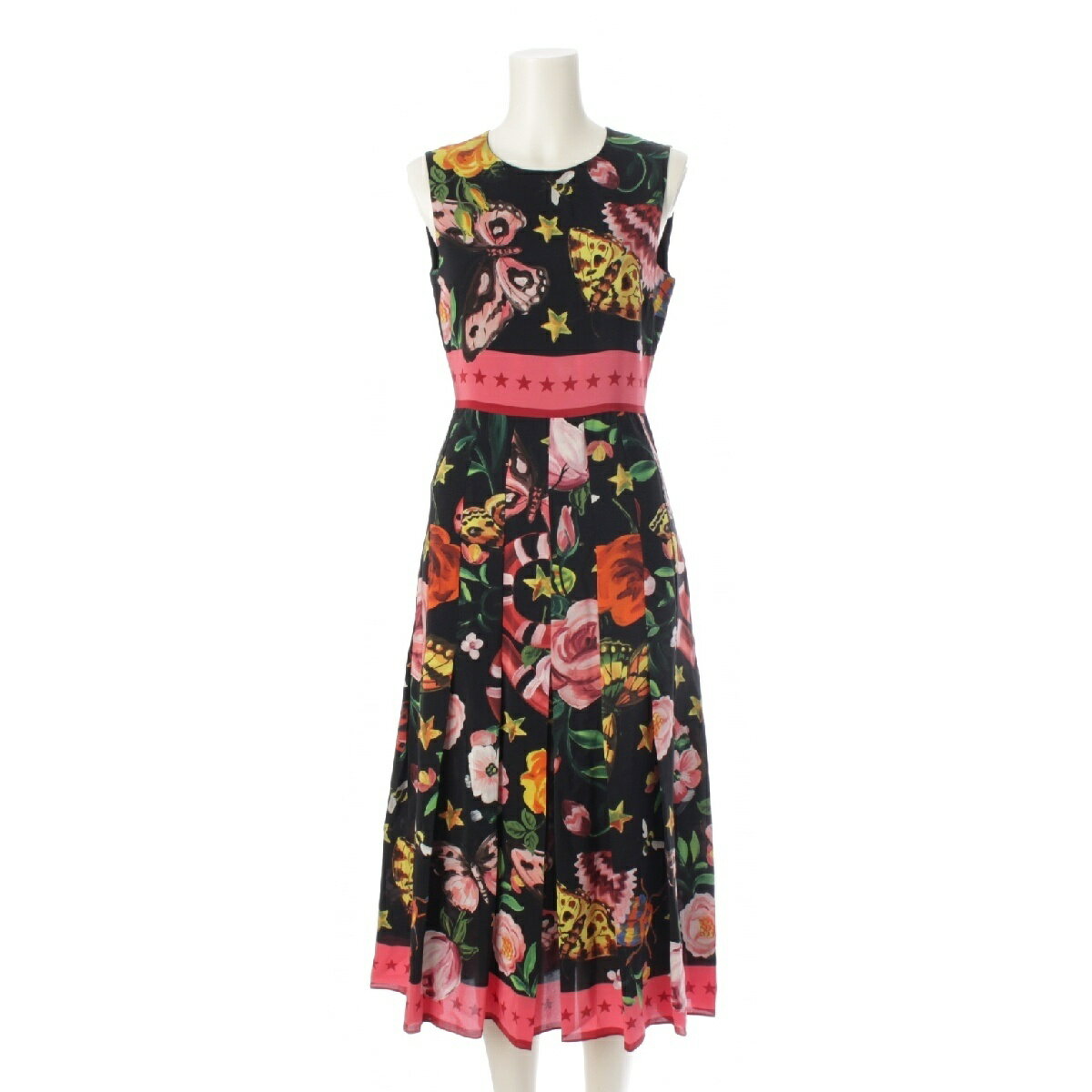 グッチ GUCCI 16年 シルク フローラル デイ ドレス ワンピース 438722 マルチカラー 36【中古】【正規品保証】