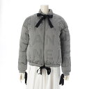 シャネル CHANEL ナイロン ブラックリボン ロゴ ダウンジャケット ブルゾン アウター ライトグレー 36【中古】【正規品保証】