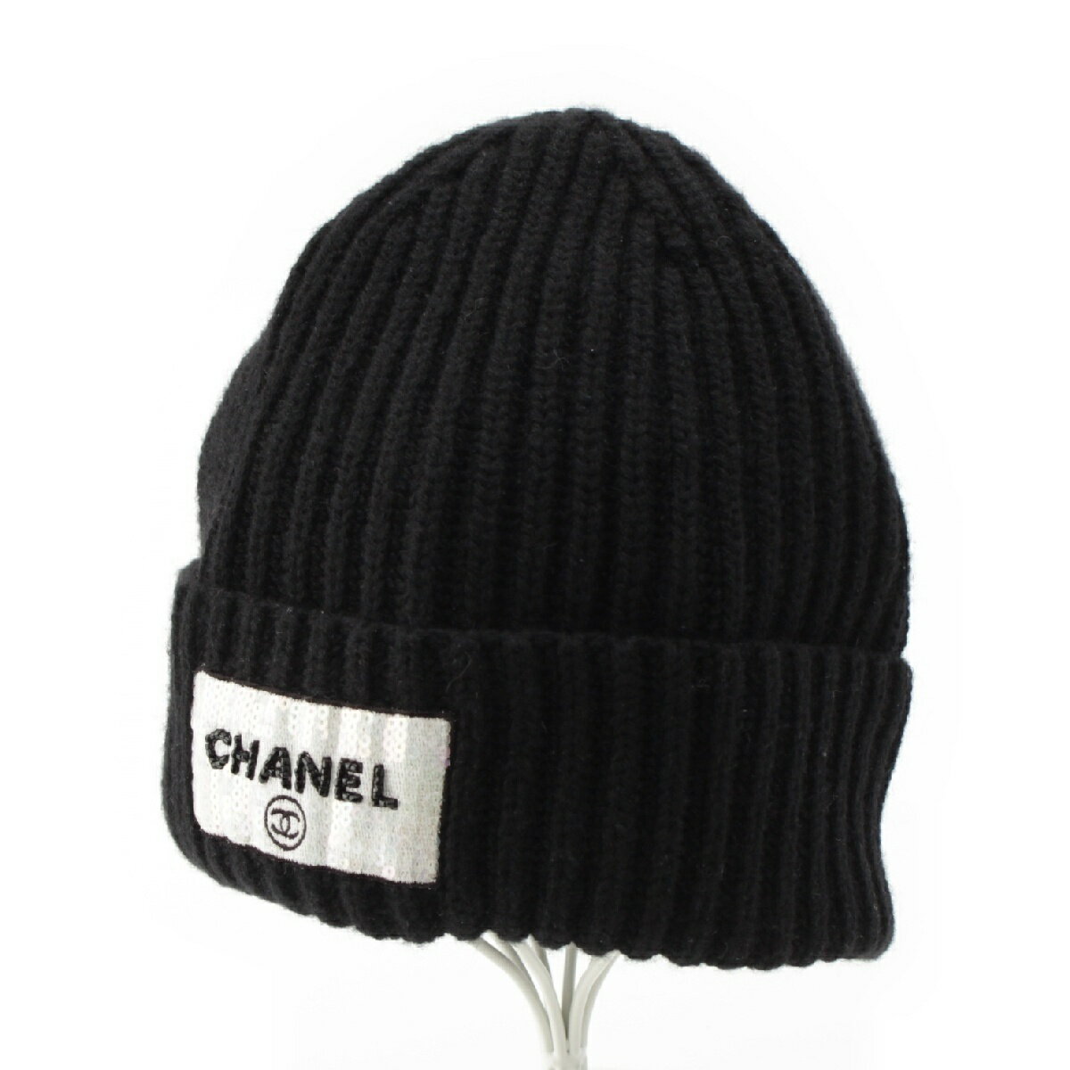 スパンコールのCCロゴがアクセント【CHANEL】CCロゴ ニット帽 楽天市場】スパンコール(ブランドシャネル)(帽子|バッグ