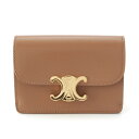 セリーヌ CELINE カーフスキン トリオンフ フラップ カードケース 名刺入れ 小物 10I583DPV ブラウン ゴールド金具【中古】【正規品保証】