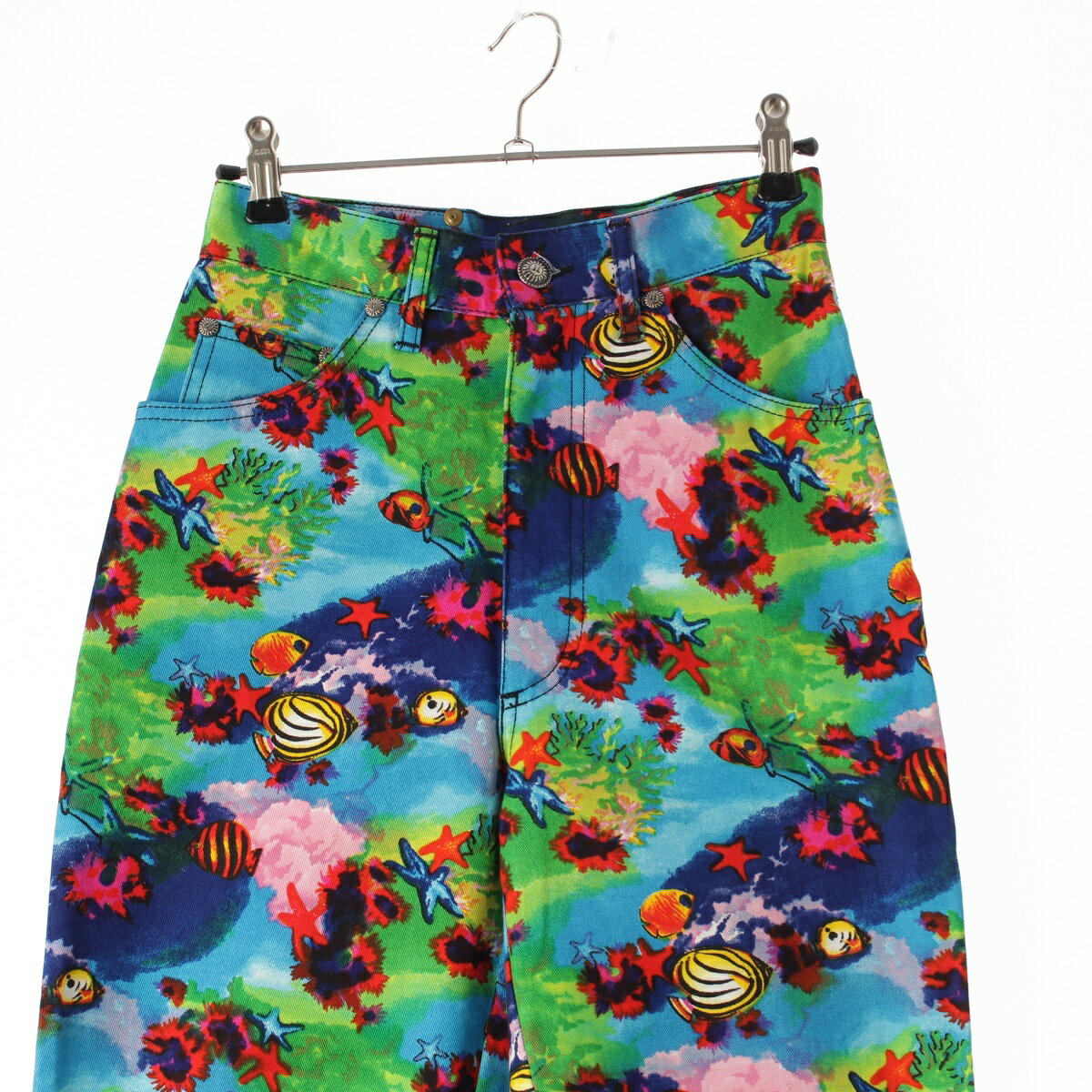 ヴェルサーチェ スポーツ VERSACE SPORT 1990年代 コットン アクアリウム アートプリント デニムパンツ ボトムス マルチカラー 26【中古】【正規品保証】