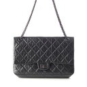 シャネル CHANEL 28番台 2.55 ソーブラック カーフスキン ショルダーバッグ ブラック【中古】【正規品保証】