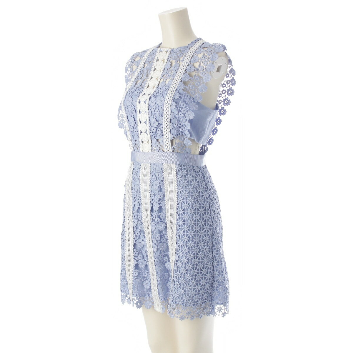セルフポートレート SelfPortrait レース ノースリーブ ドレス ワンピース SP14-062B ブルー UK8 US6【中古】【正規品保証】