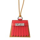 エルメス HERMES モンプティケリーGM レザー メタル ネックレス アクセサリー レッド ブラウン【中古】【正規品保証】