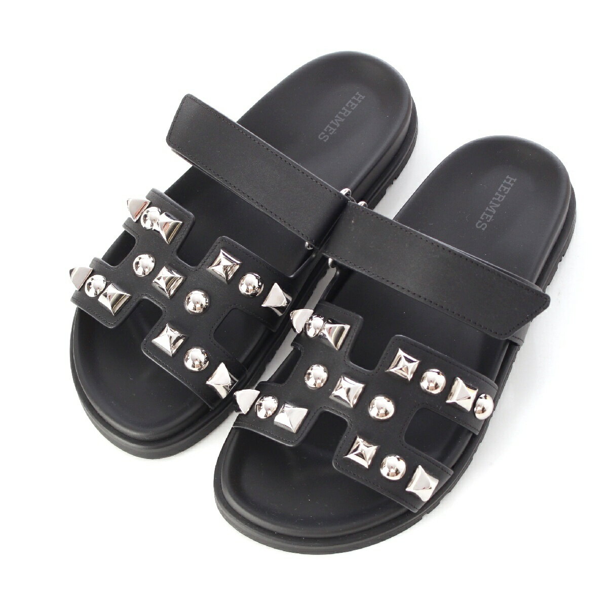 エルメス HERMES レザー シプレ スタッズ サンダル シューズ ブラック 37【中古】【正規品保証】のサムネイル