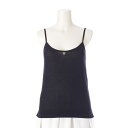 シャネル CHANEL 00C コットン ロゴプレート キャミソール タンクトップ トップス P15034 ネイビー 38【中古】【正規品保証】