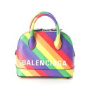 バレンシアガ BALENCIAGA Ville XXS ヴィル レザー ロゴ 2Way ショルダー ハンドバッグ レインボー【中古】【正規品保証】