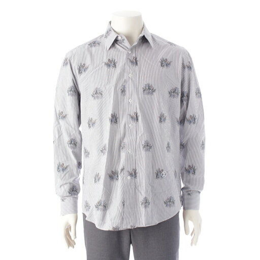 ルイヴィトン LOUIS VUITTON 18年 コットン 花柄 フラワー ストライプ 長袖シャツ ブルー M【中古】【正規品保証】 ルイヴィトン LOUIS VUITTON 18年 コットン 花柄 フラワー ストライプ 長袖シャツ ブルー M【中古】【正規品保証】