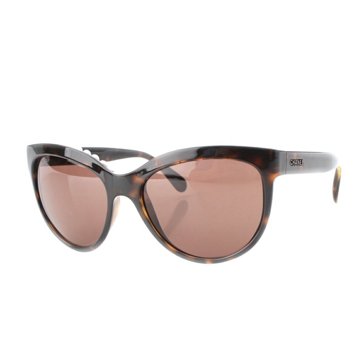シャネル CHANEL ロゴ フェイクパール サングラス 6040H ブラウン 57□17【中古】【正規品保証】