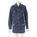 セリーヌ CELINE デニム トリオンフ チェーン ジャケット スカートセットアップ 2Q697107P 2S305254V ブルー S 25【中古】【正規品保証】
