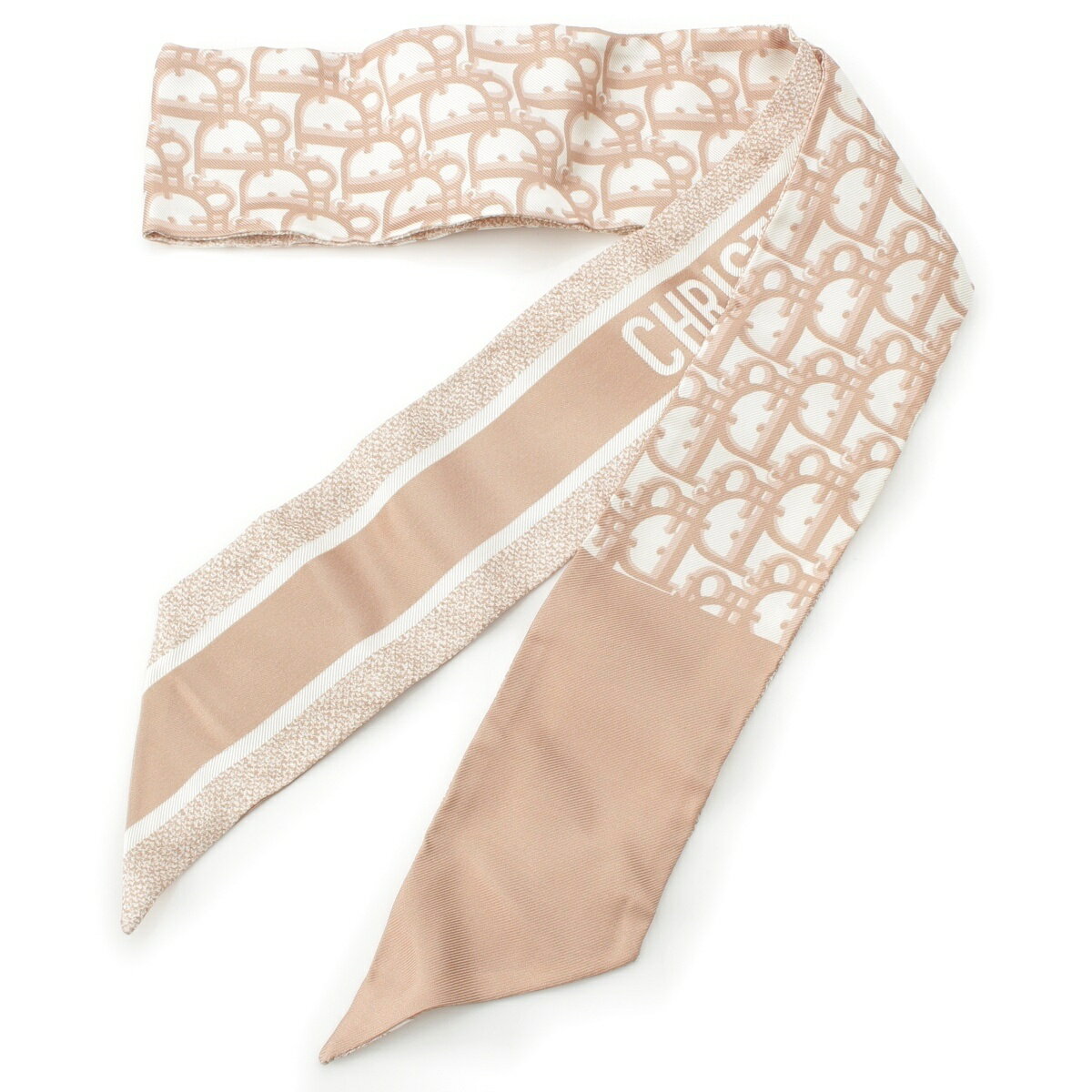 ディオール Dior ミッツァ オブリーク シルク ロゴ スカーフ 15DOB106I600 ベージュ【中古】【正規品保..